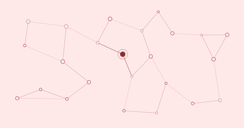 Abstraktes Netzwerk aus Punkten und Linien in Bordeaux — generative Grafik zum Leadership-Artikel